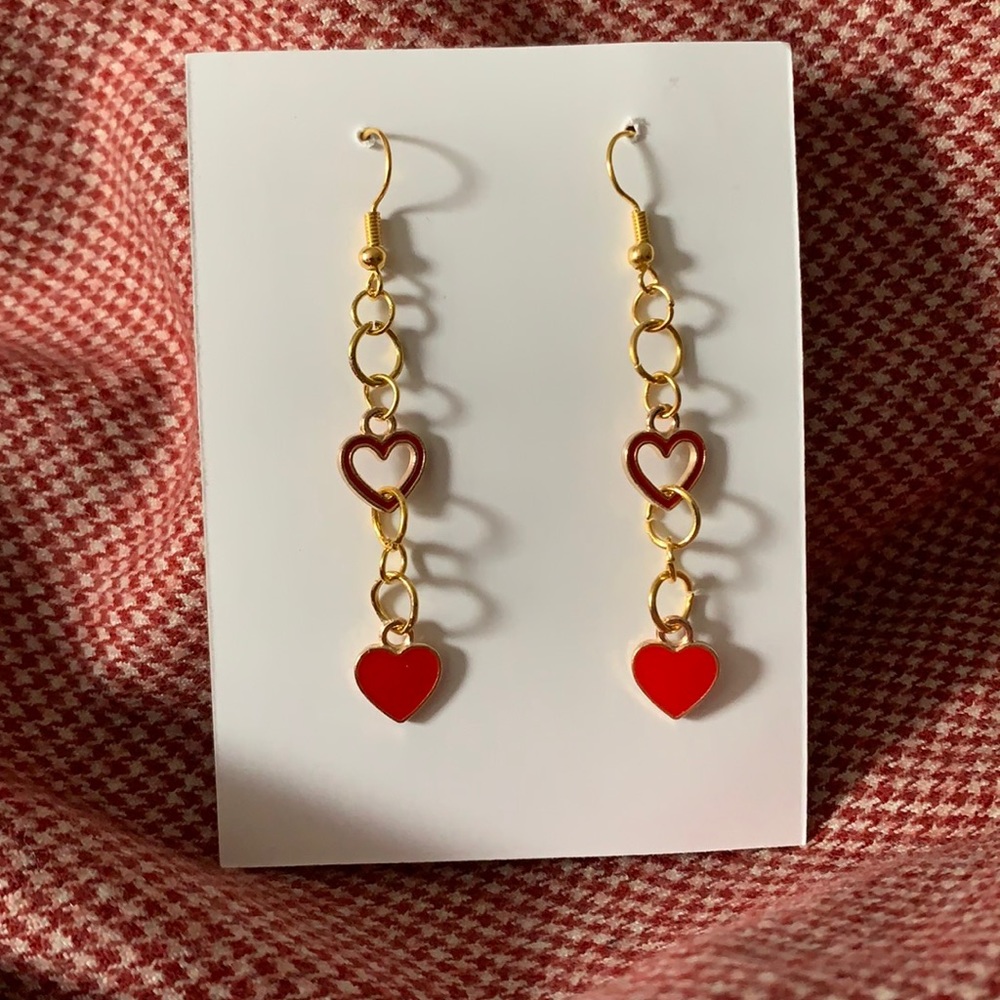 Gold Heart Drop Earrings